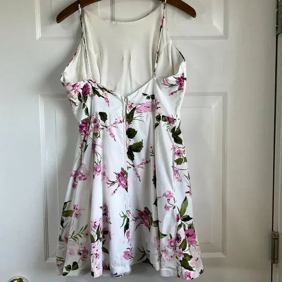 Pink and Green Floral Halter Front Sun Dress by City Studio Junior Size 13 - Picture 2 of 14